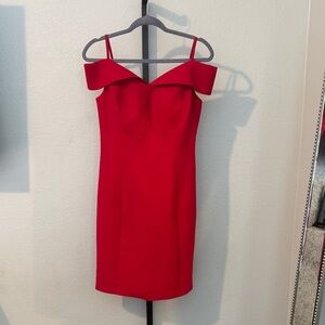 Elegant cold shoulder Red Dress